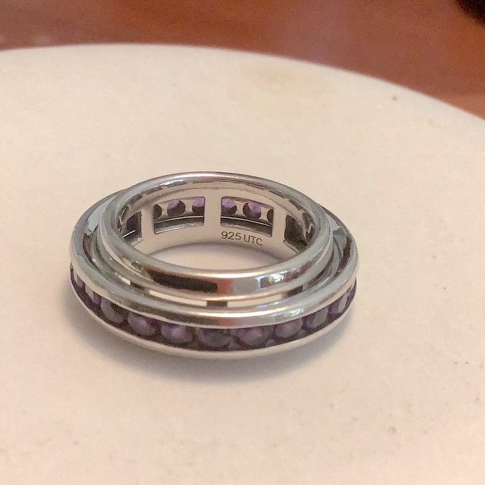 Sterling Silver Amethyst Stack Band Ring - image 5